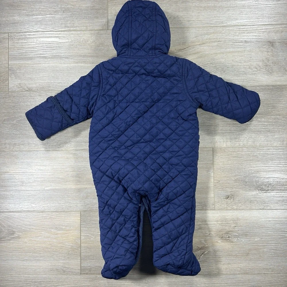 Ralph Lauren 6M‎ Navy Blue Quilted Baby Bunting Snow Suit Winter Baby Designer